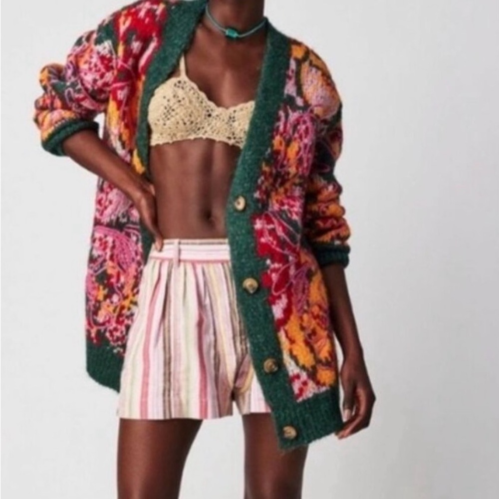 Free People Alexis Floral Knit Cardigan M - Picture 6 of 7